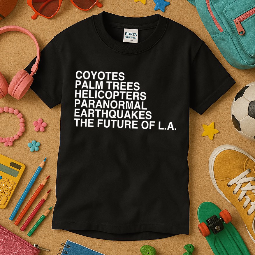 John Mulaney Coyotes Palm Trees Helicopters Paranormal Earthquakes The Future Of Kids T-Shirt