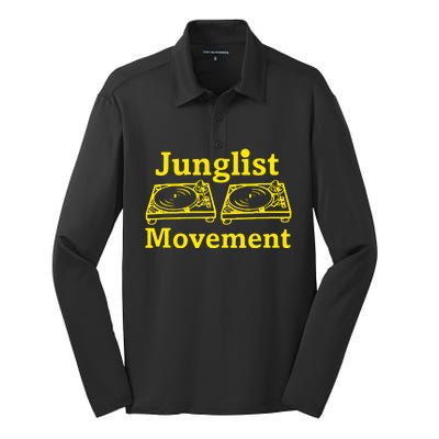 Junglist Movement Dj Turntables Silk Touch Performance Long Sleeve Polo