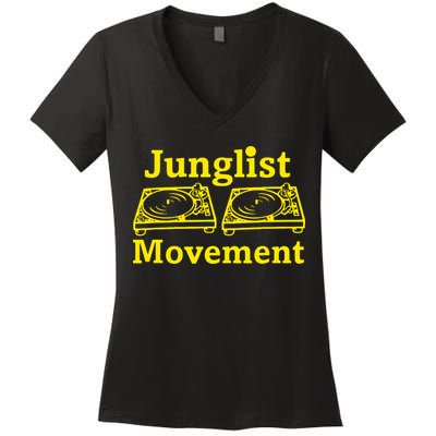 Junglist Movement Dj Turntables Women's V-Neck T-Shirt