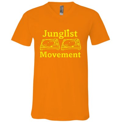 Junglist Movement Dj Turntables V-Neck T-Shirt