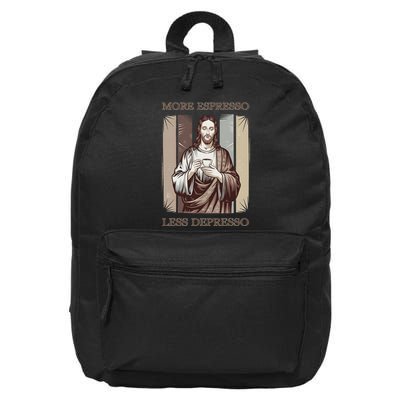 Jesus More Espresso And Less Depresso Retro Coffee Lovers 16 in Basic Backpack