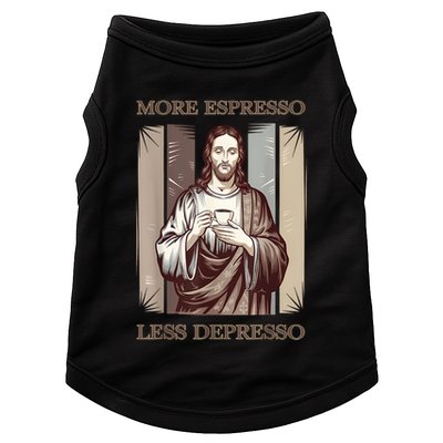 Jesus More Espresso And Less Depresso Retro Coffee Lovers Doggie Tank