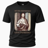 Jesus More Espresso And Less Depresso Retro Coffee Lovers Cooling Performance Crew T-Shirt