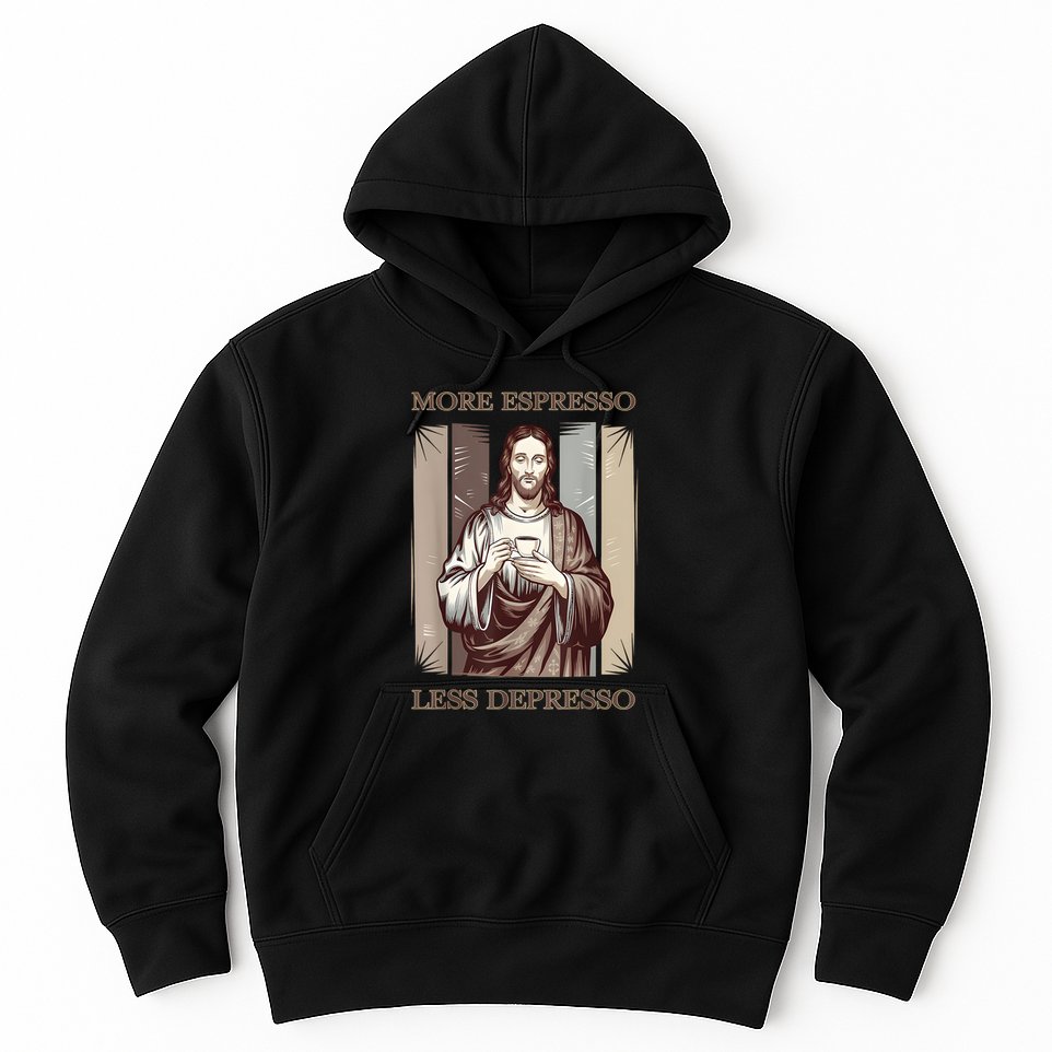 Jesus More Espresso And Less Depresso Retro Coffee Lovers Hoodie