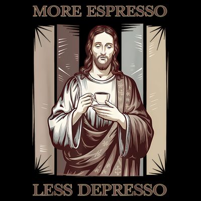 Jesus More Espresso And Less Depresso Retro Coffee Lovers T-Shirt