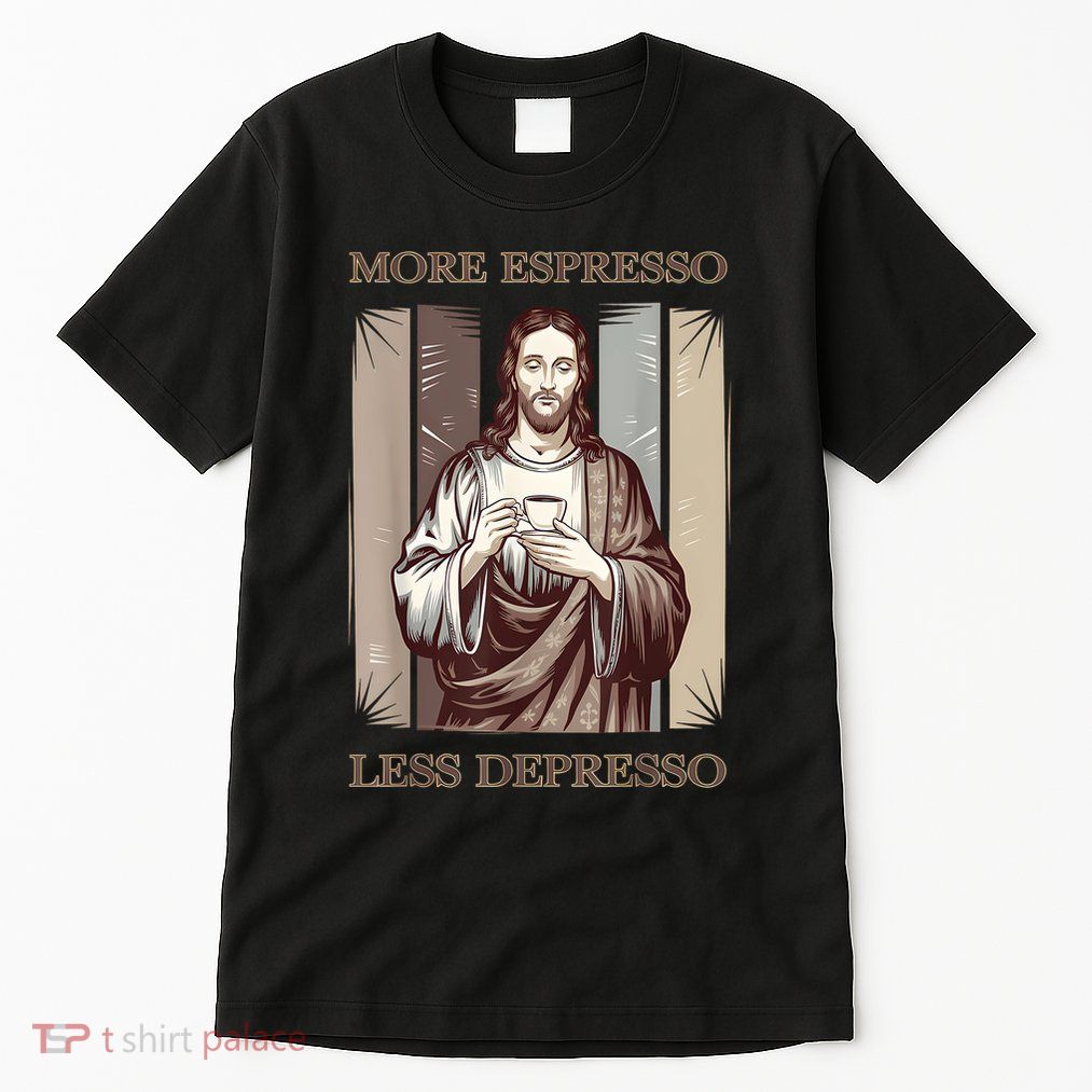 Jesus More Espresso And Less Depresso Retro Coffee Lovers Tall T-Shirt