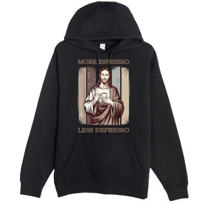 Jesus More Espresso And Less Depresso Retro Coffee Lovers Premium Pullover Hoodie