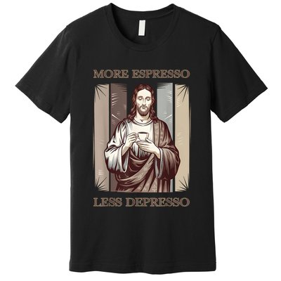 Jesus More Espresso And Less Depresso Retro Coffee Lovers Premium T-Shirt