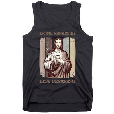Jesus More Espresso And Less Depresso Retro Coffee Lovers Tank Top
