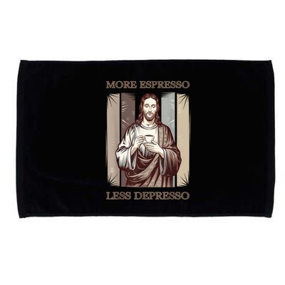 Jesus More Espresso And Less Depresso Retro Coffee Lovers Microfiber Hand Towel