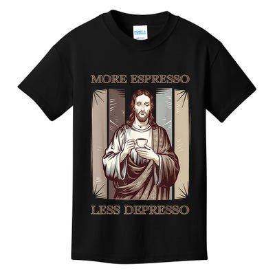 Jesus More Espresso And Less Depresso Retro Coffee Lovers Kids T-Shirt
