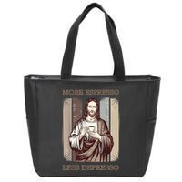 Jesus More Espresso And Less Depresso Retro Coffee Lovers Zip Tote Bag