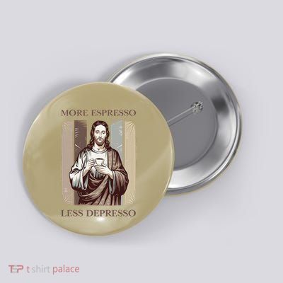 Jesus More Espresso And Less Depresso Retro Coffee Lovers Gift Button