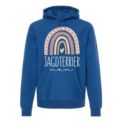 Jagdterrier Mom Funny Gift Cute Rainbow Paw Dog Mom Funny Gift Premium Hoodie