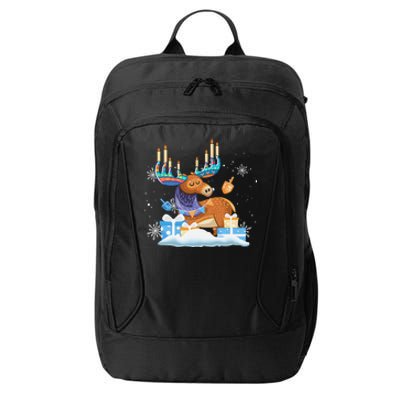 Jewish Moose Funny Hanukkah Shirt Moose Pajamas Gifts Girls  City Backpack