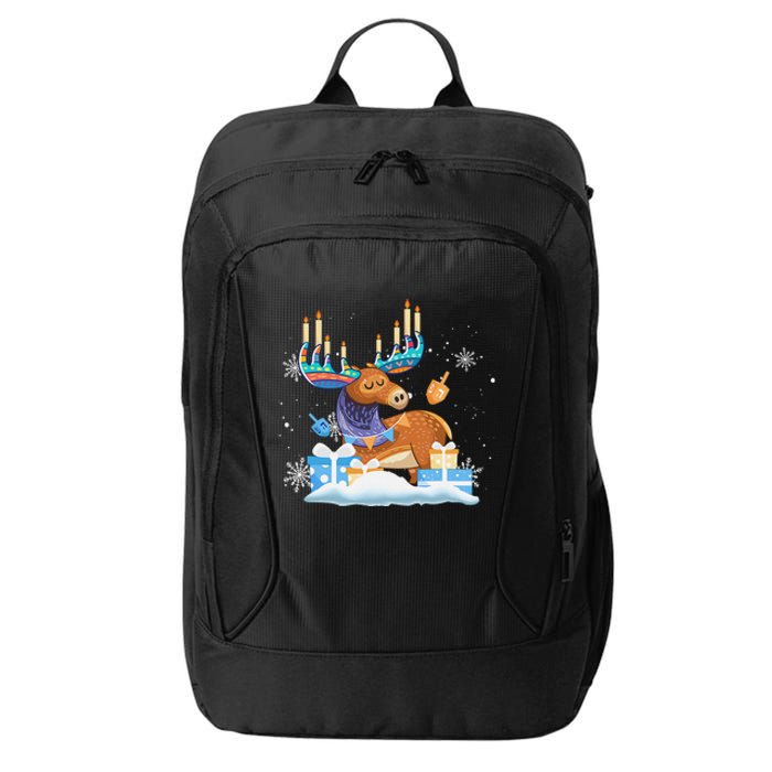 Jewish Moose Funny Hanukkah Shirt Moose Pajamas Gifts Girls  City Backpack