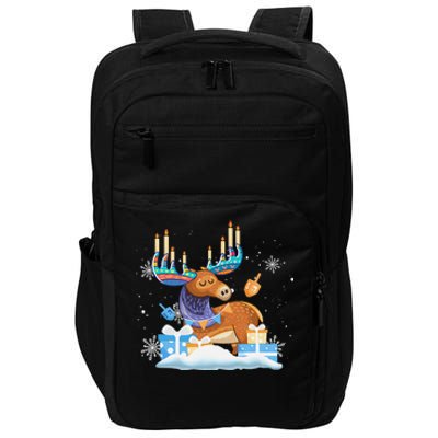 Jewish Moose Funny Hanukkah Shirt Moose Pajamas Gifts Girls  Impact Tech Backpack