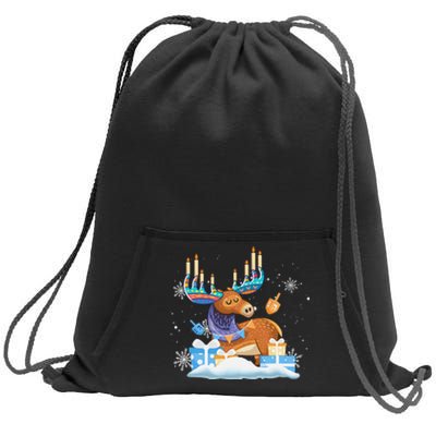 Jewish Moose Funny Hanukkah Shirt Moose Pajamas Gifts Girls  Sweatshirt Cinch Pack Bag