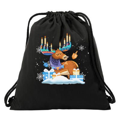 Jewish Moose Funny Hanukkah Shirt Moose Pajamas Gifts Girls  Drawstring Bag