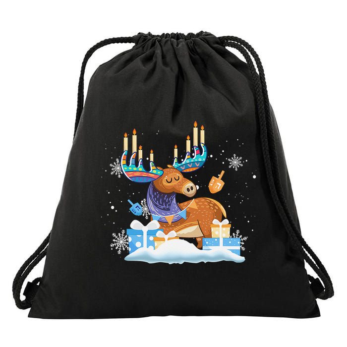 Jewish Moose Funny Hanukkah Shirt Moose Pajamas Gifts Girls  Drawstring Bag