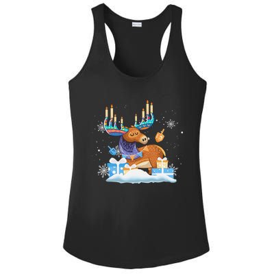 Jewish Moose Funny Hanukkah Shirt Moose Pajamas Gifts Girls  Ladies PosiCharge Competitor Racerback Tank