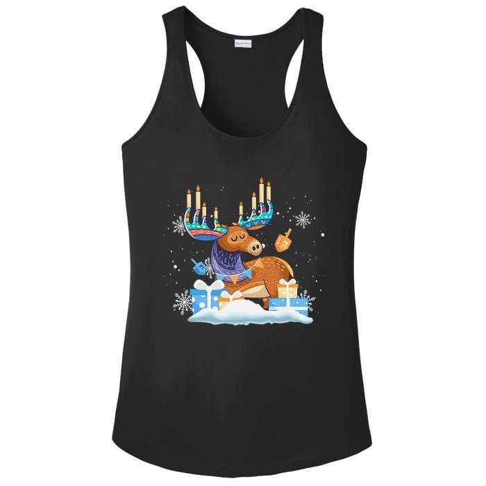 Jewish Moose Funny Hanukkah Shirt Moose Pajamas Gifts Girls  Ladies PosiCharge Competitor Racerback Tank