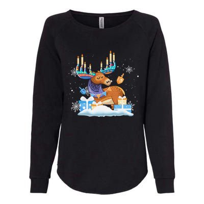 Jewish Moose Funny Hanukkah Shirt Moose Pajamas Gifts Girls  Womens California Wash Sweatshirt