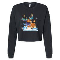 Jewish Moose Funny Hanukkah Shirt Moose Pajamas Gifts Girls  Cropped Pullover Crew