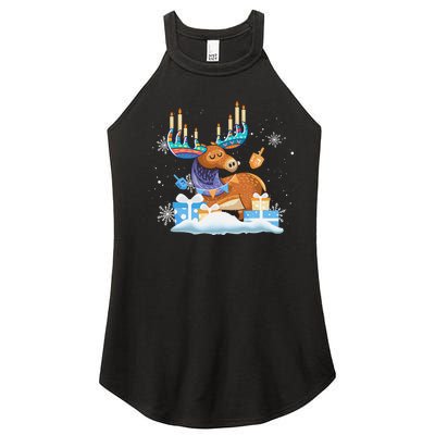 Jewish Moose Funny Hanukkah Shirt Moose Pajamas Gifts Girls  Women's Perfect Tri Rocker Tank