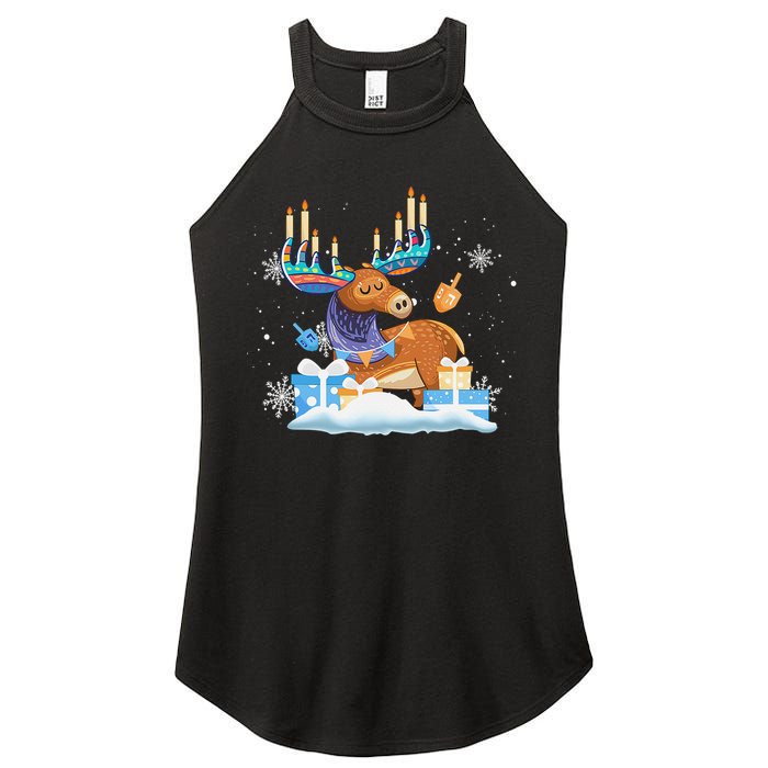 Jewish Moose Funny Hanukkah Shirt Moose Pajamas Gifts Girls  Women's Perfect Tri Rocker Tank