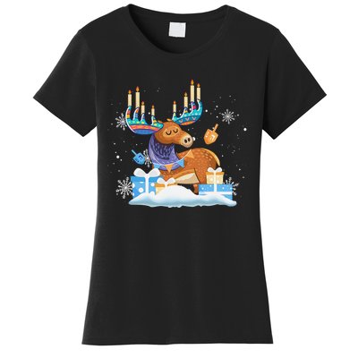 Jewish Moose Funny Hanukkah Shirt Moose Pajamas Gifts Girls  Women's T-Shirt