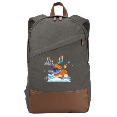 Jewish Moose Funny Hanukkah Shirt Moose Pajamas Gifts Girls  Cotton Canvas Backpack