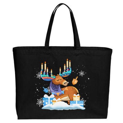 Jewish Moose Funny Hanukkah Shirt Moose Pajamas Gifts Girls  Cotton Canvas Jumbo Tote