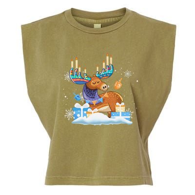 Jewish Moose Funny Hanukkah Shirt Moose Pajamas Gifts Girls  Garment-Dyed Women's Muscle Tee