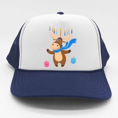 Jewish Moose Funny Hanukkah Moose Pajamas Trucker Hat