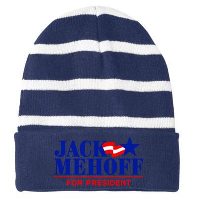 Jack Mehoff For President Funny Election 2024 Striped Beanie with Solid Band