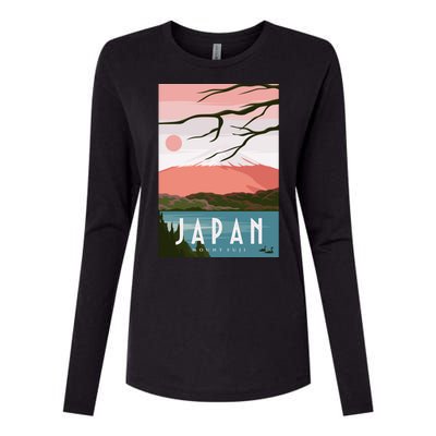 Japan Mount Fuji Retro Vintage Poster Womens Cotton Relaxed Long Sleeve T-Shirt