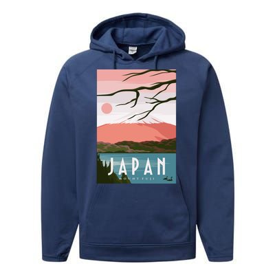 Japan Mount Fuji Retro Vintage Poster Performance Fleece Hoodie