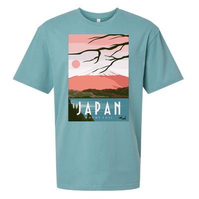 Japan Mount Fuji Retro Vintage Poster Sueded Cloud Jersey T-Shirt