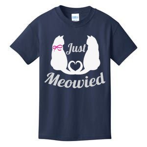 Just Meowied Funny Cute Married Couple Cat Pun Gifts Kids T-Shirt