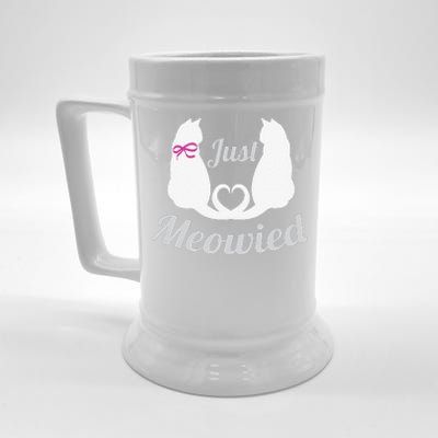 Just Meowied Funny Cute Married Couple Cat Pun Gifts Beer Stein