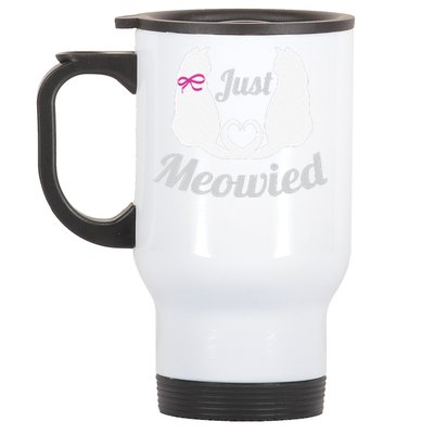 Just Meowied Funny Cute Married Couple Cat Pun Gifts Stainless Steel Travel Mug