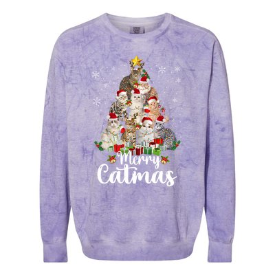 Jingle Meows Funny Cats Christmas Tees For Cat Lovers Gift Colorblast Crewneck Sweatshirt