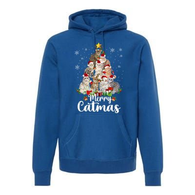 Jingle Meows Funny Cats Christmas Tees For Cat Lovers Gift Premium Hoodie