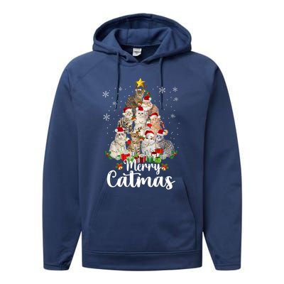 Jingle Meows Funny Cats Christmas Tees For Cat Lovers Gift Performance Fleece Hoodie