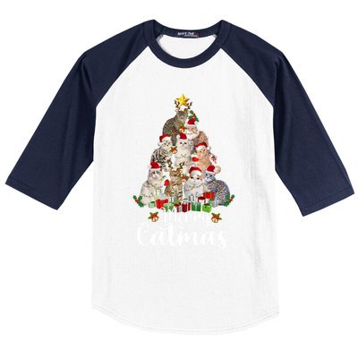 Jingle Meows Funny Cats Christmas Tees For Cat Lovers Gift Baseball Sleeve Shirt