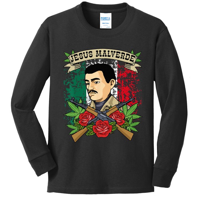 Jesus Malverde For Women & Men Gifts Jesus Malverde Kids Long Sleeve Shirt