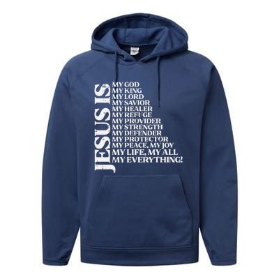 Jesus My God King Lord Religious Christian Performance Fleece Hoodie