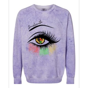 Juneteenth Meaningful Gift For Women Juneteenth Eye African American Cool Gift Colorblast Crewneck Sweatshirt