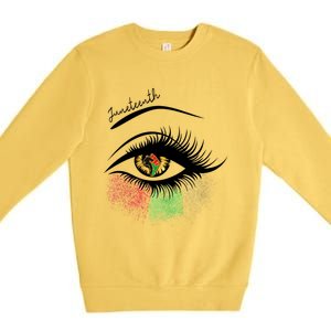 Juneteenth Meaningful Gift For Women Juneteenth Eye African American Cool Gift Premium Crewneck Sweatshirt